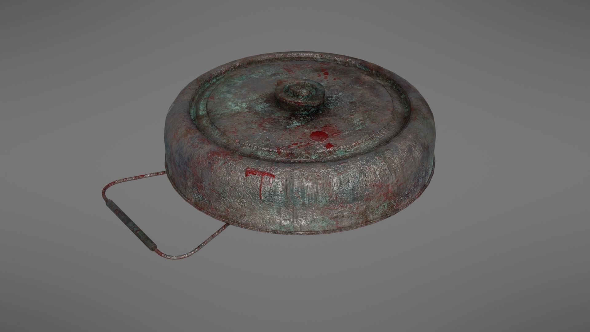 Landmine metal plate with blood Low-poly 3D model_29