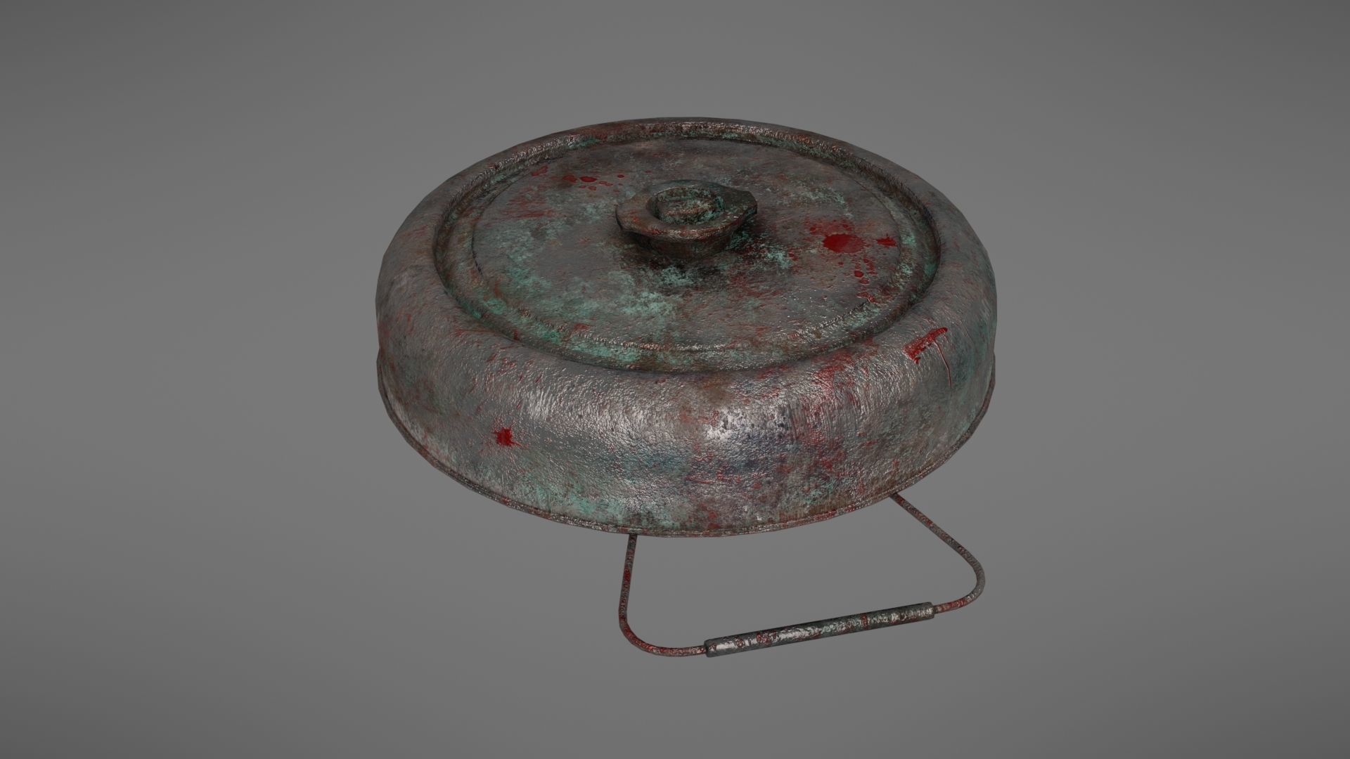 Landmine metal plate with blood Low-poly 3D model_10