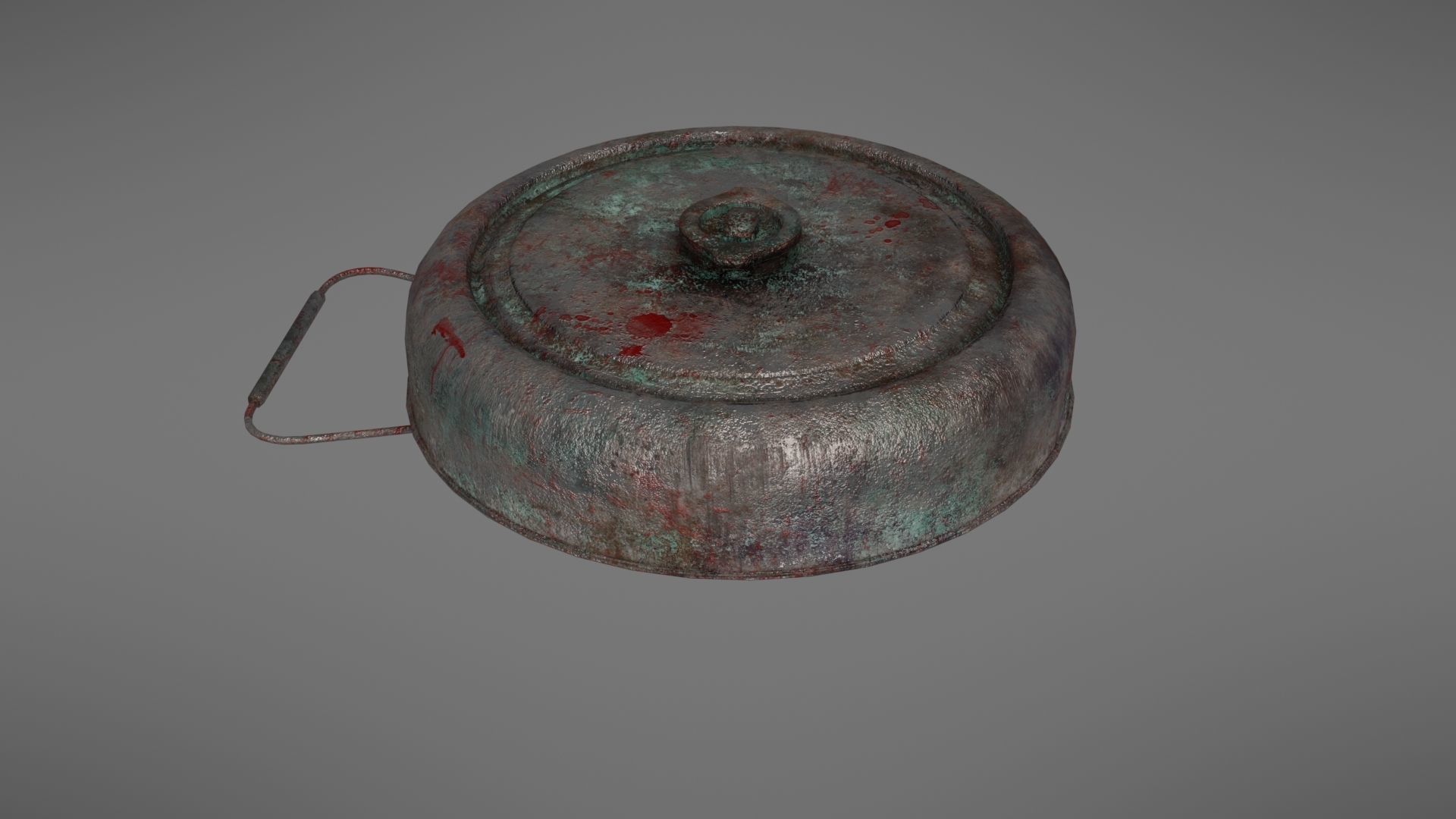 Landmine metal plate with blood Low-poly 3D model_25