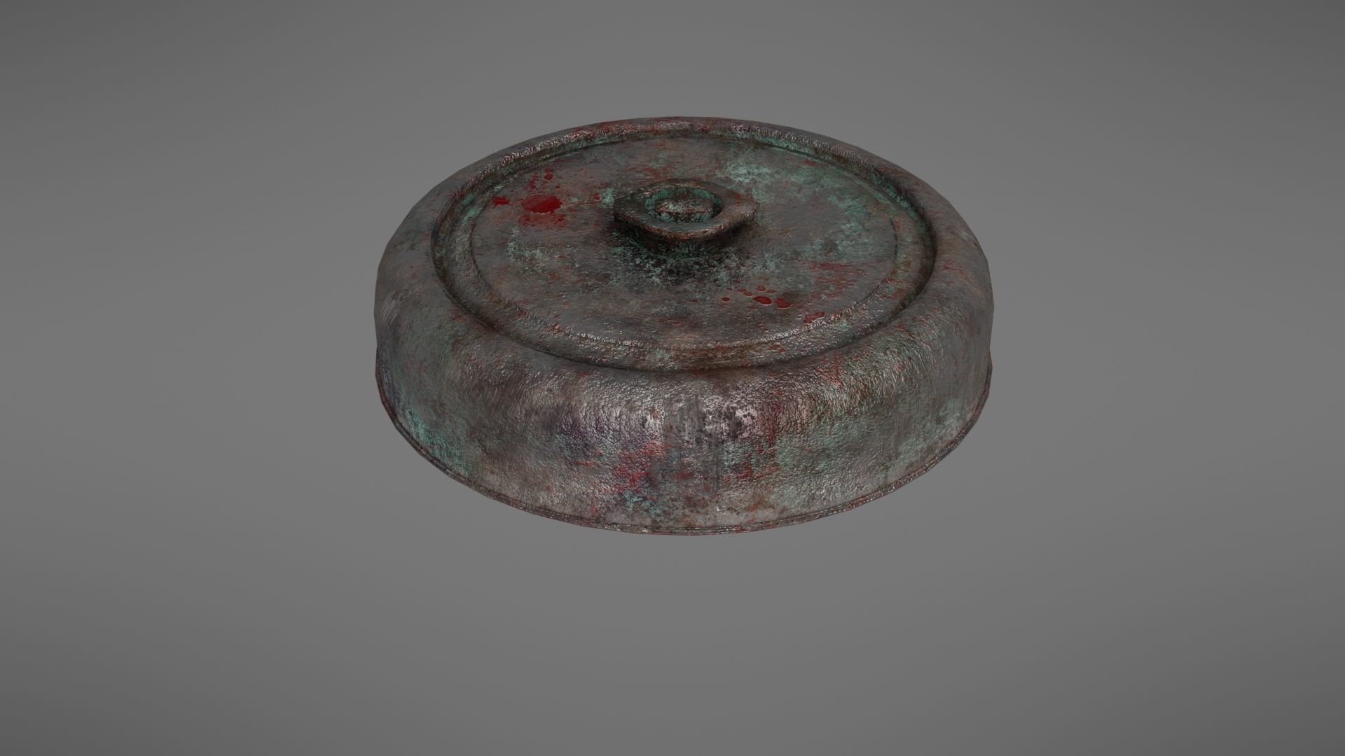 Landmine metal plate with blood Low-poly 3D model_20