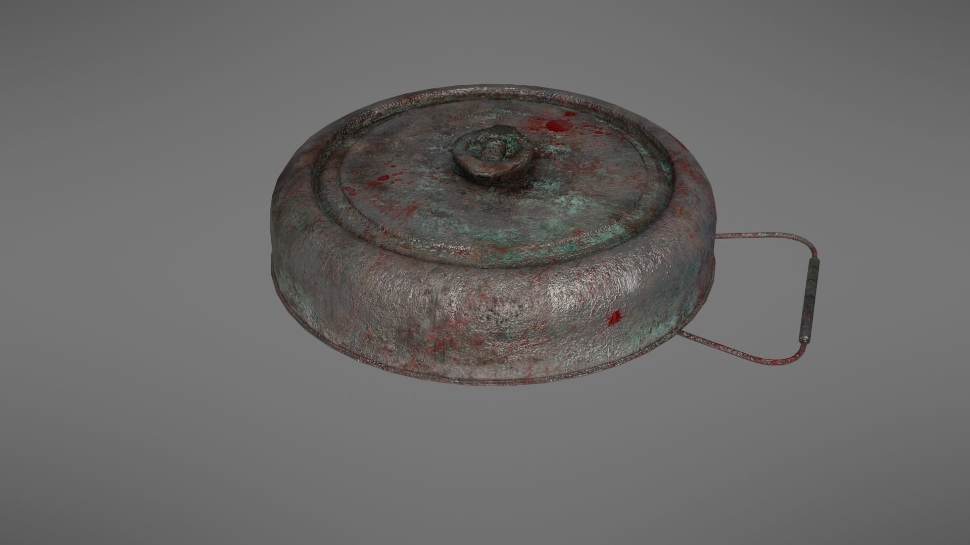 Landmine metal plate with blood Low-poly 3D model_14