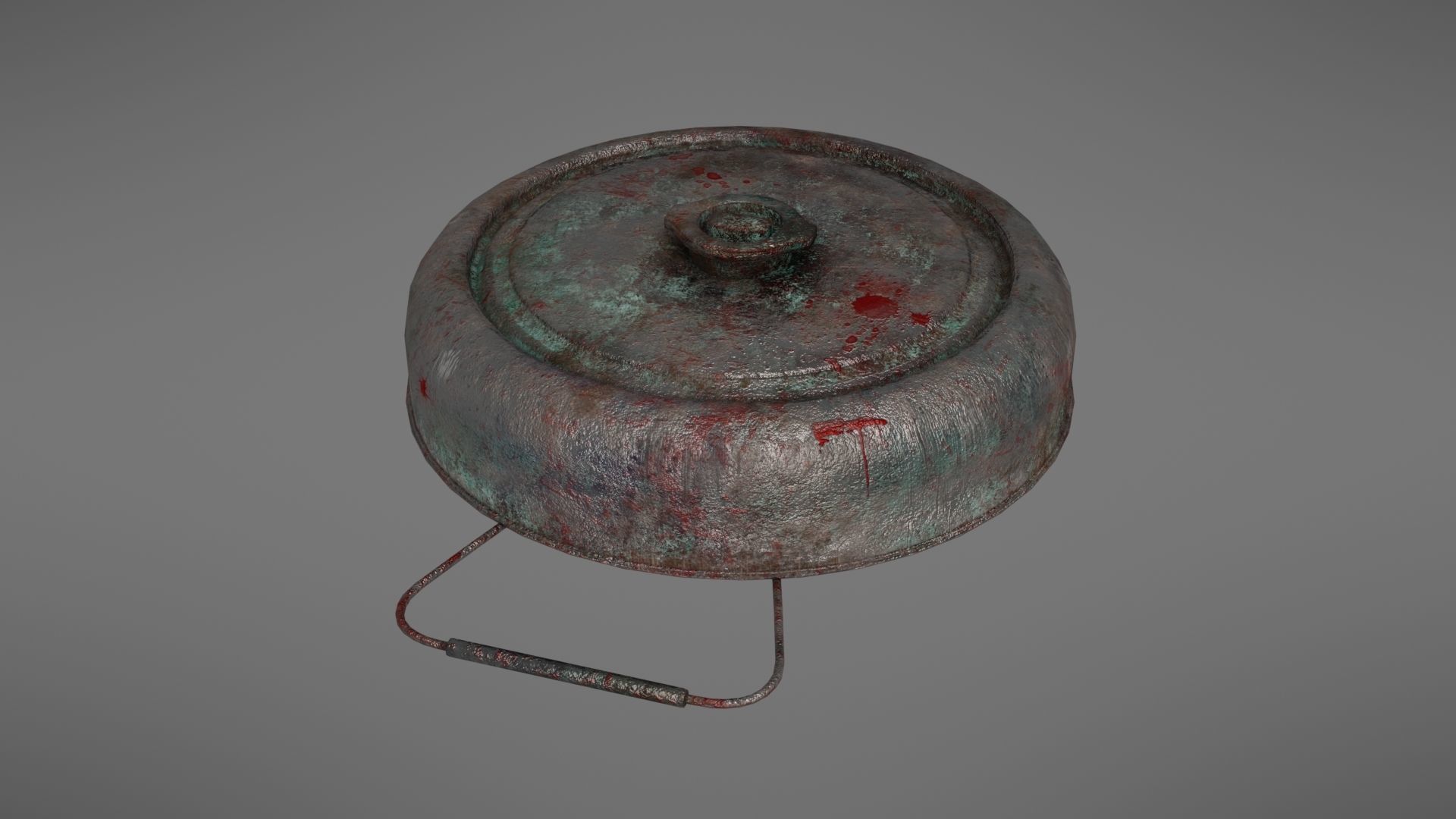 Landmine metal plate with blood Low-poly 3D model_7