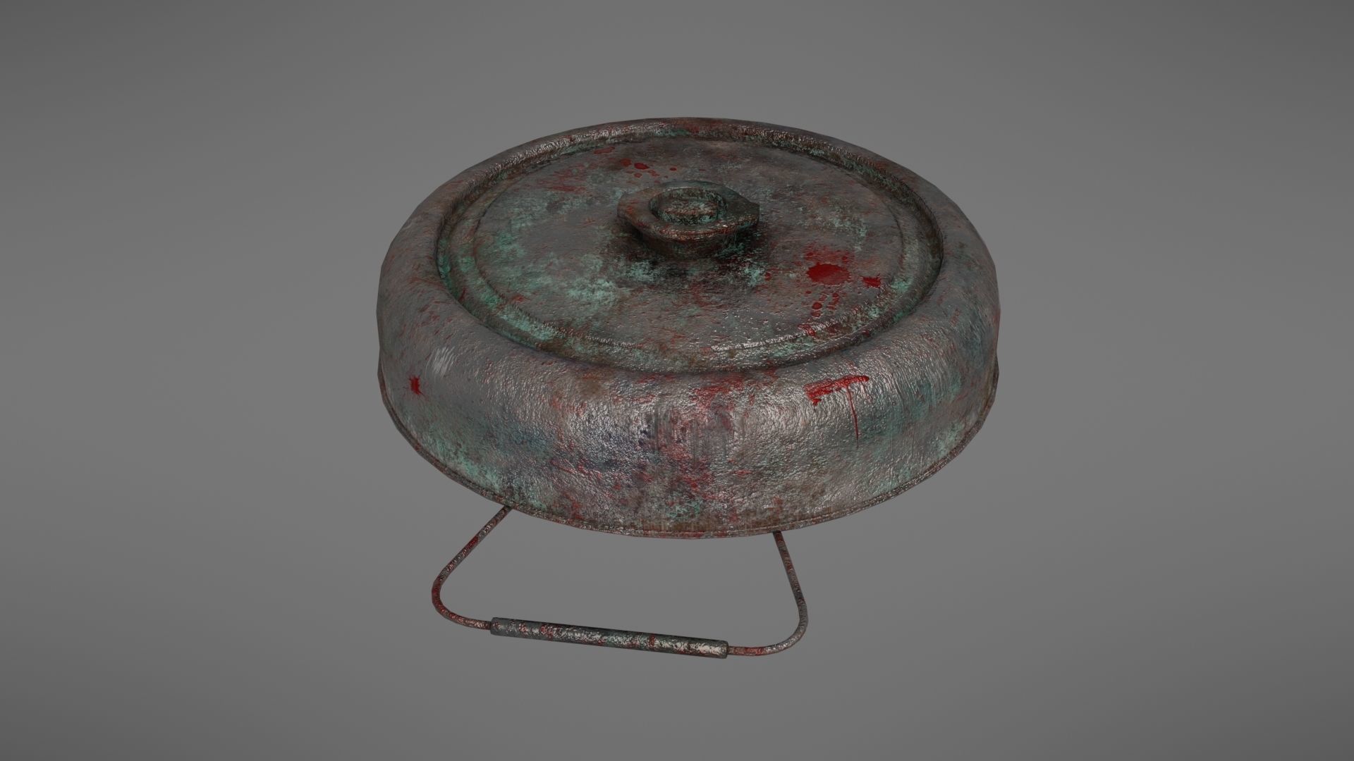 Landmine metal plate with blood Low-poly 3D model_8