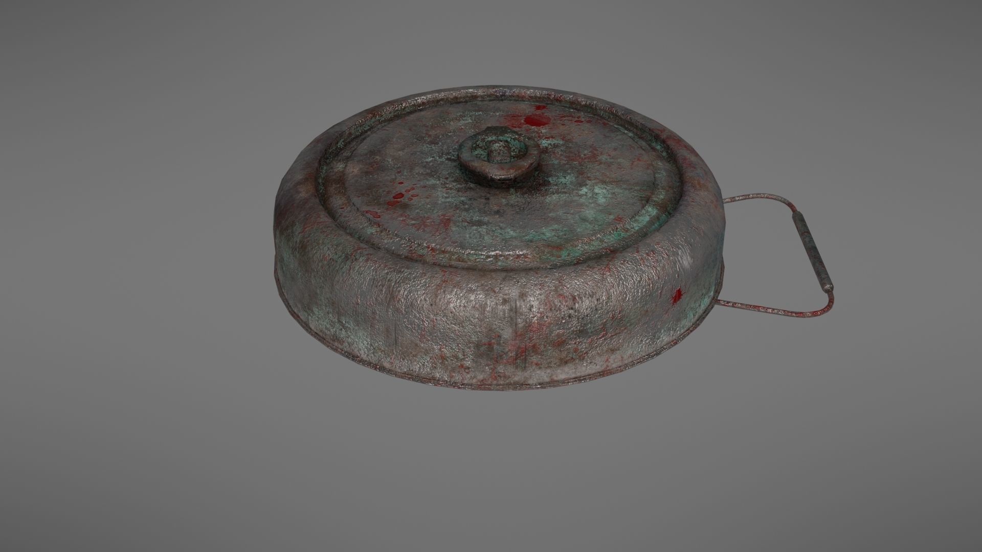 Landmine metal plate with blood Low-poly 3D model_15