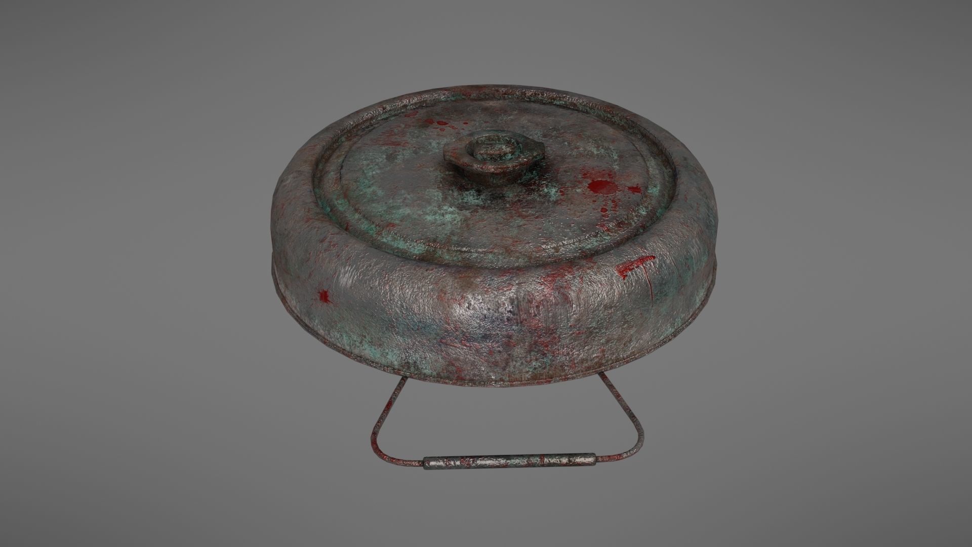 Landmine metal plate with blood Low-poly 3D model_9
