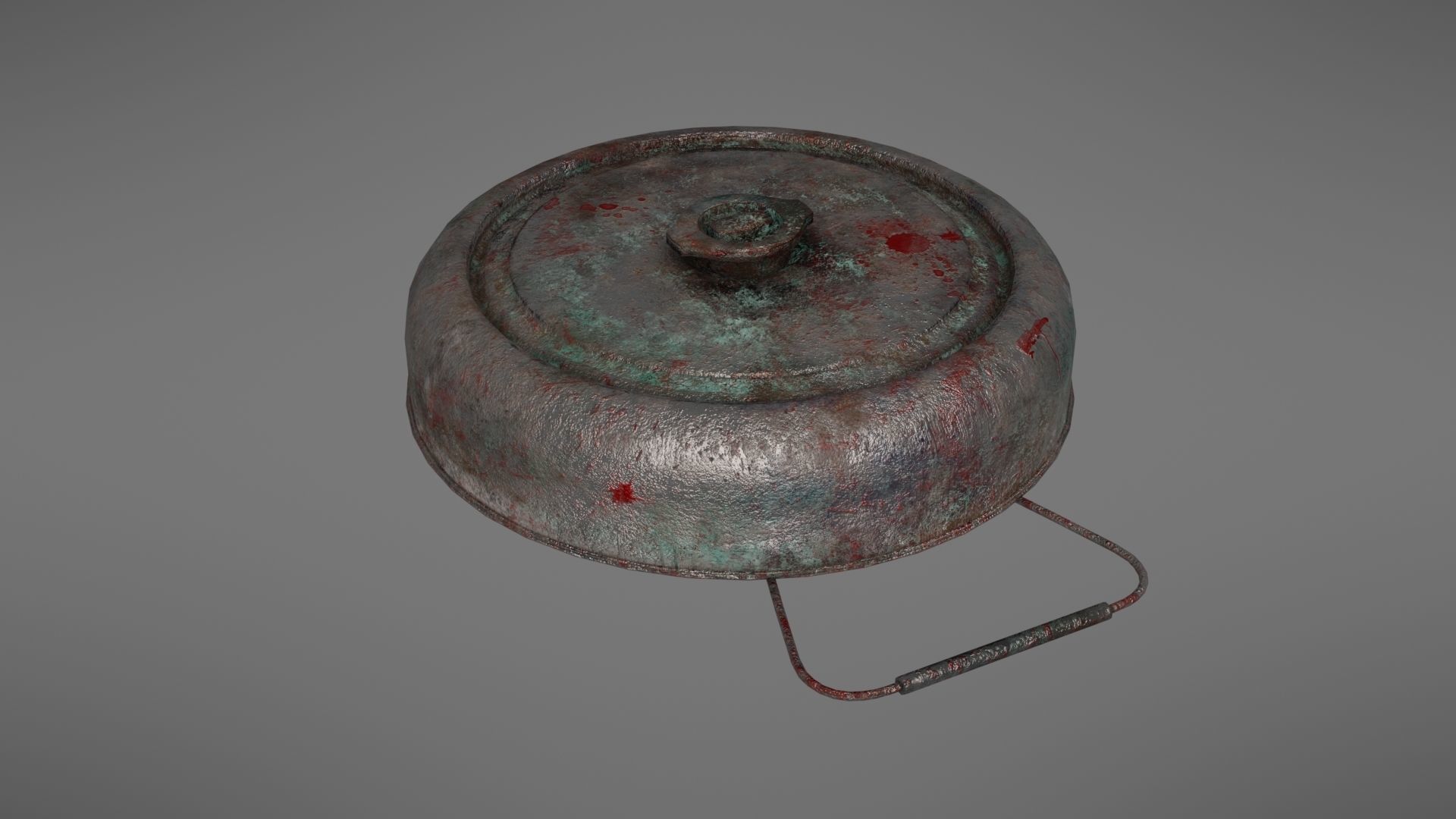 Landmine metal plate with blood Low-poly 3D model_11