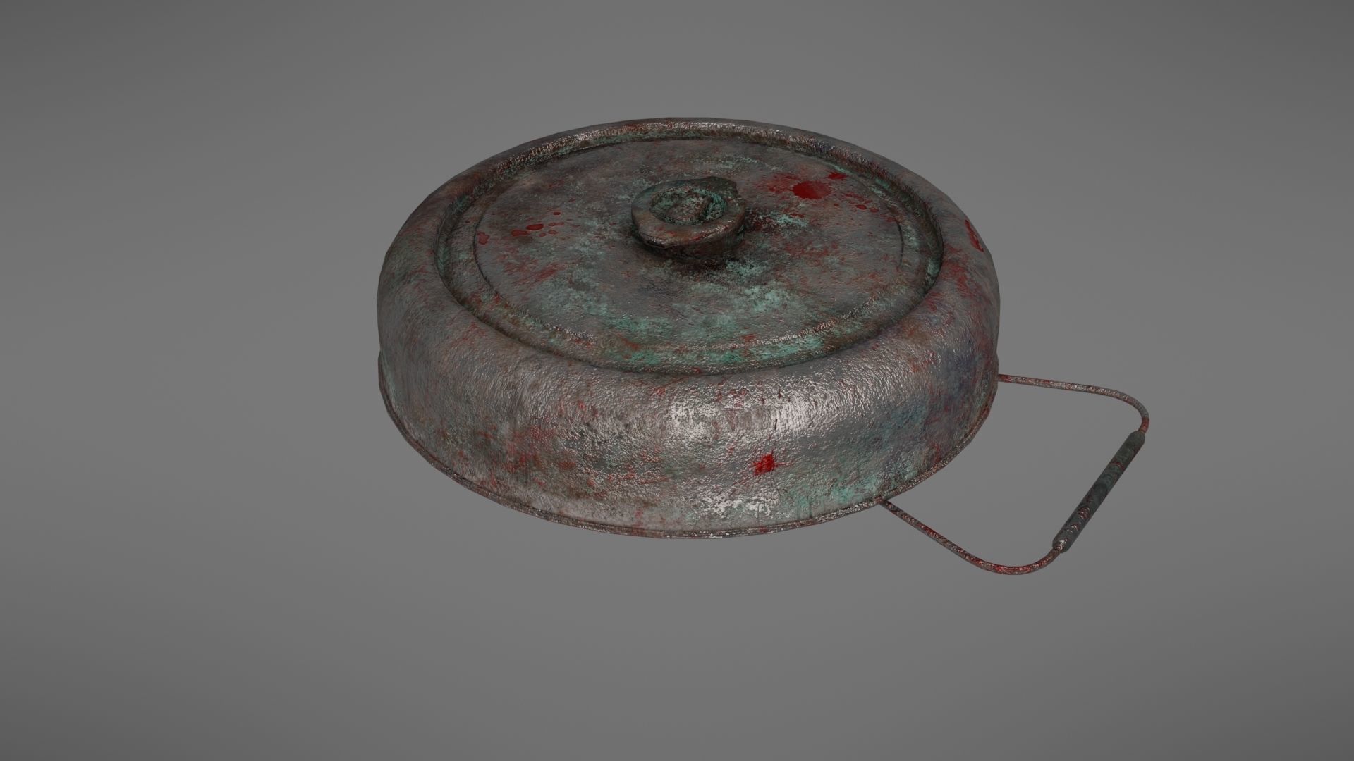 Landmine metal plate with blood Low-poly 3D model_13