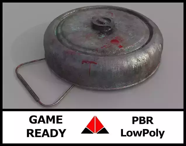 Landmine metal plate with blood Low-poly 3D model