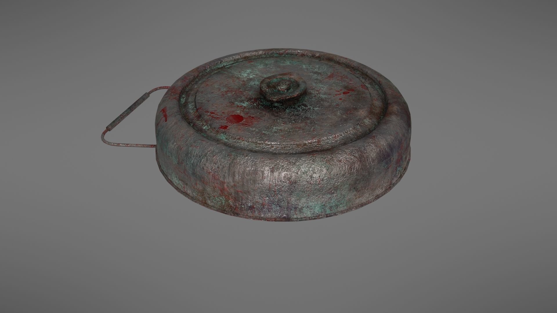 Landmine metal plate with blood Low-poly 3D model_24