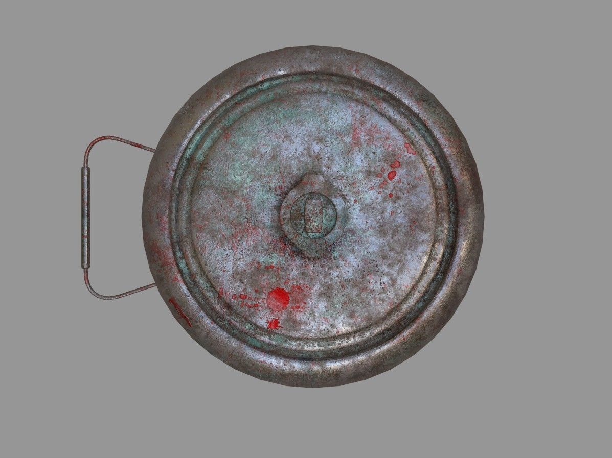 Landmine metal plate with blood Low-poly 3D model_2