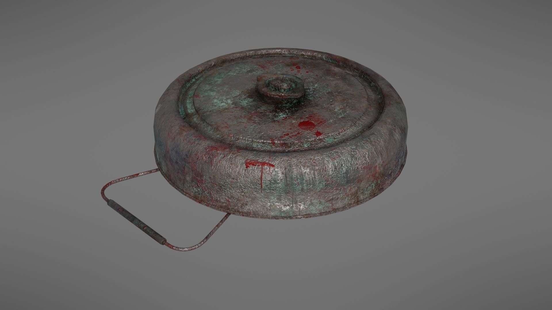 Landmine metal plate with blood Low-poly 3D model_30