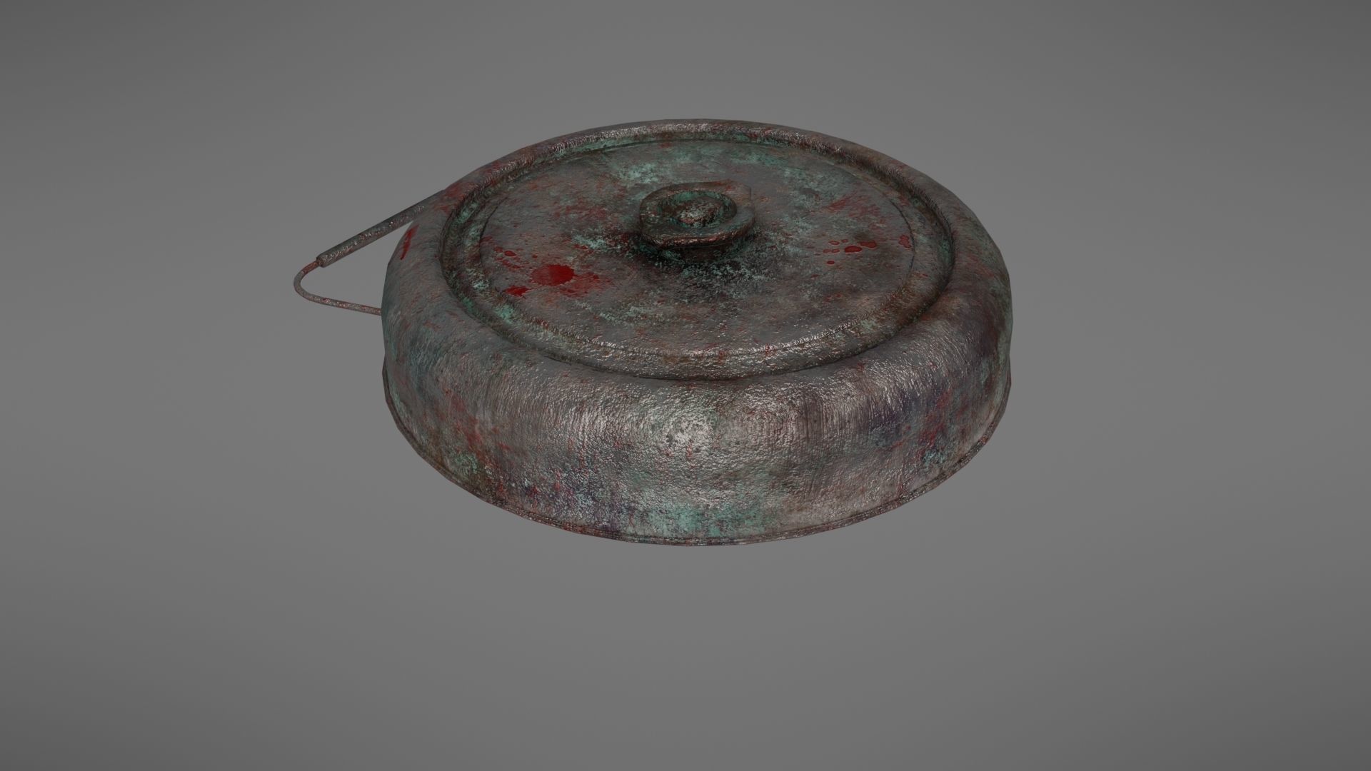 Landmine metal plate with blood Low-poly 3D model_23