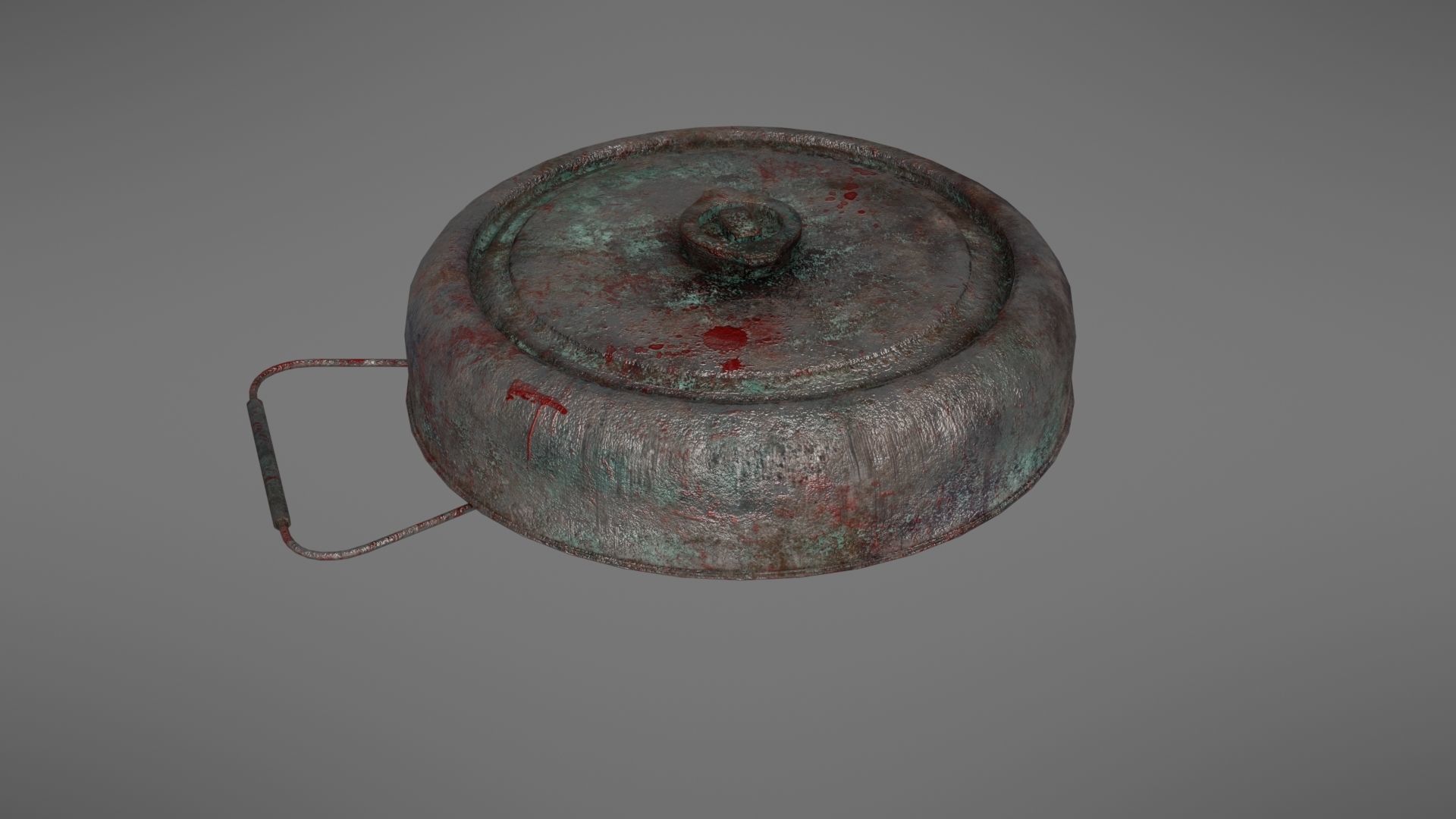 Landmine metal plate with blood Low-poly 3D model_27