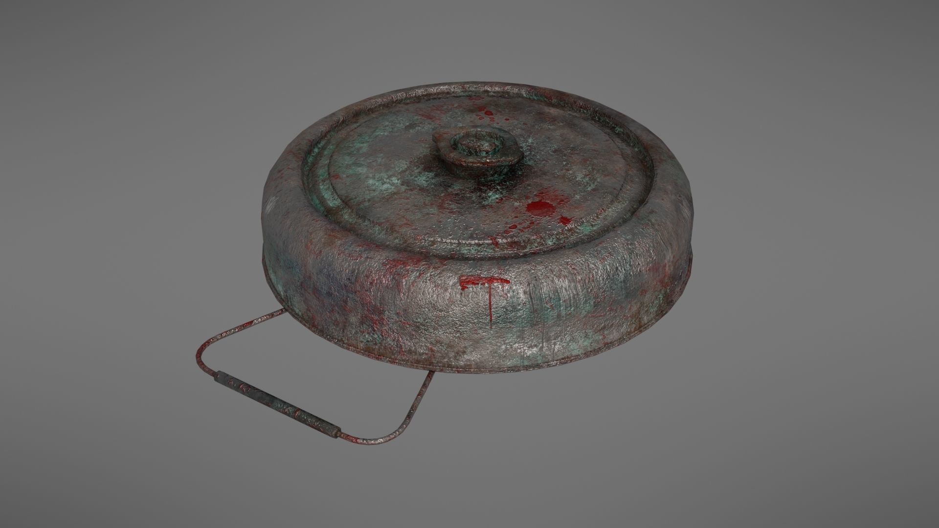 Landmine metal plate with blood Low-poly 3D model_4