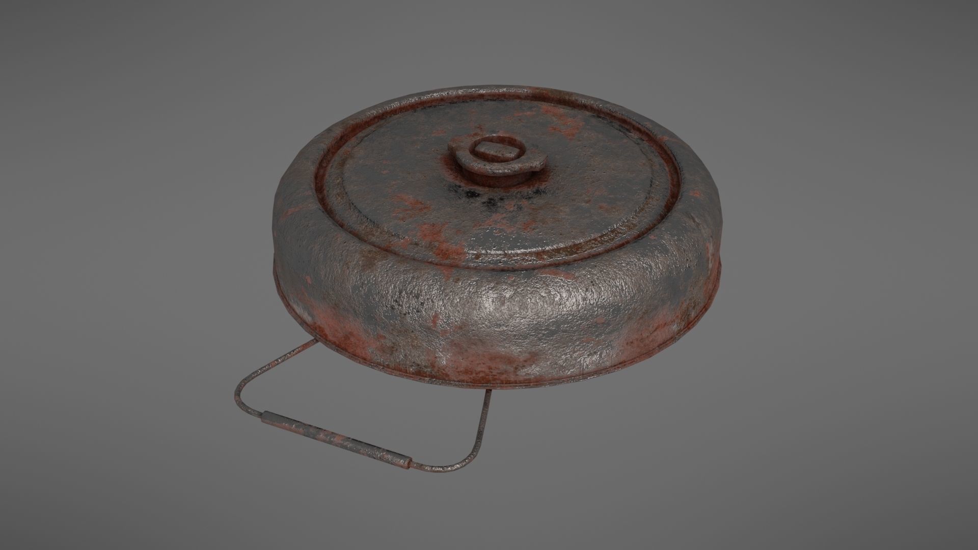 Landmine old rusty metal plate Low-poly 3D model_6