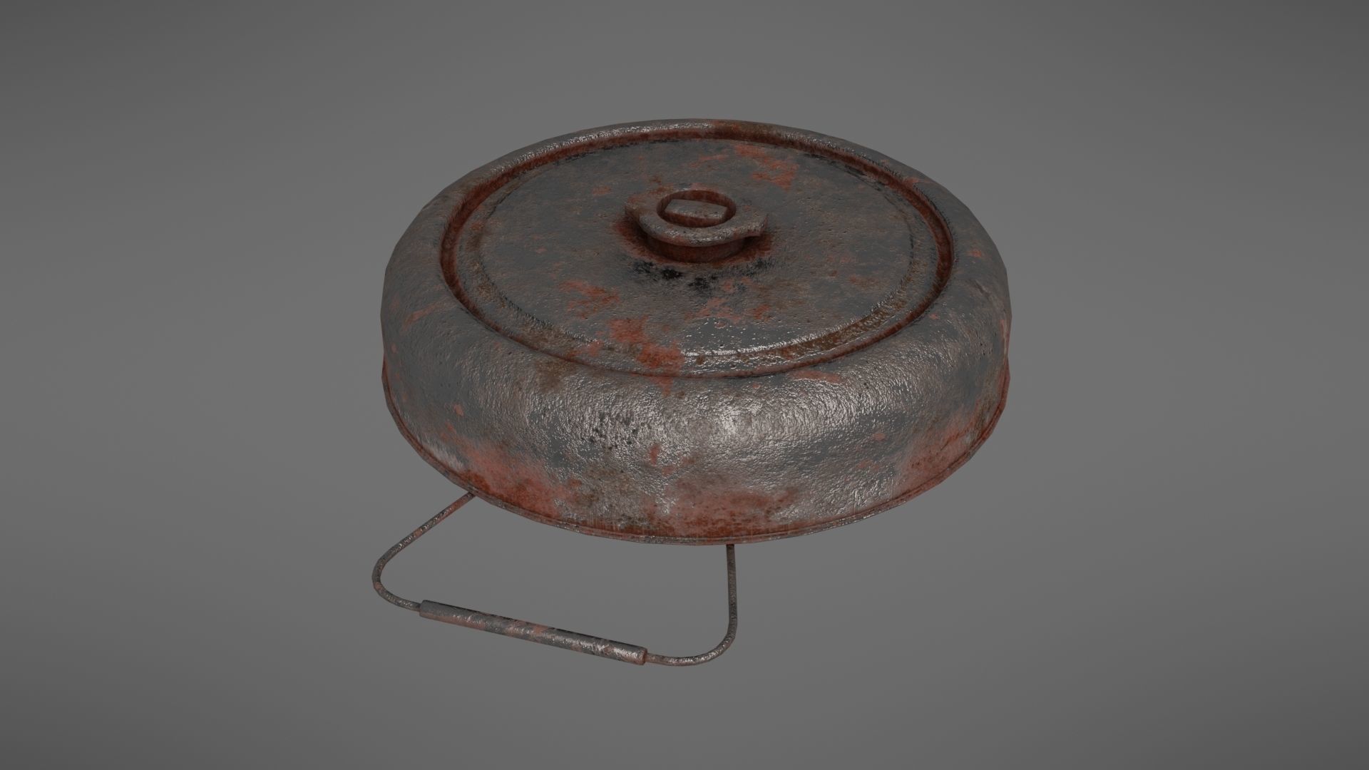 Landmine old rusty metal plate Low-poly 3D model_7
