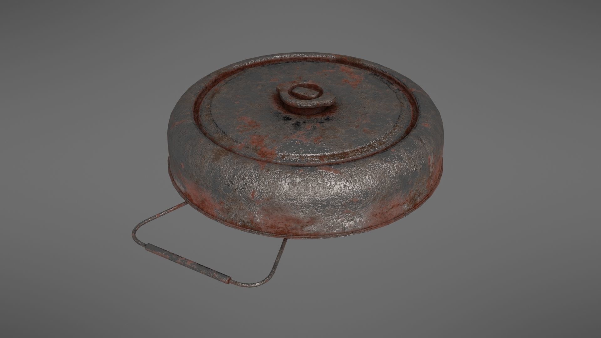 Landmine old rusty metal plate Low-poly 3D model_5