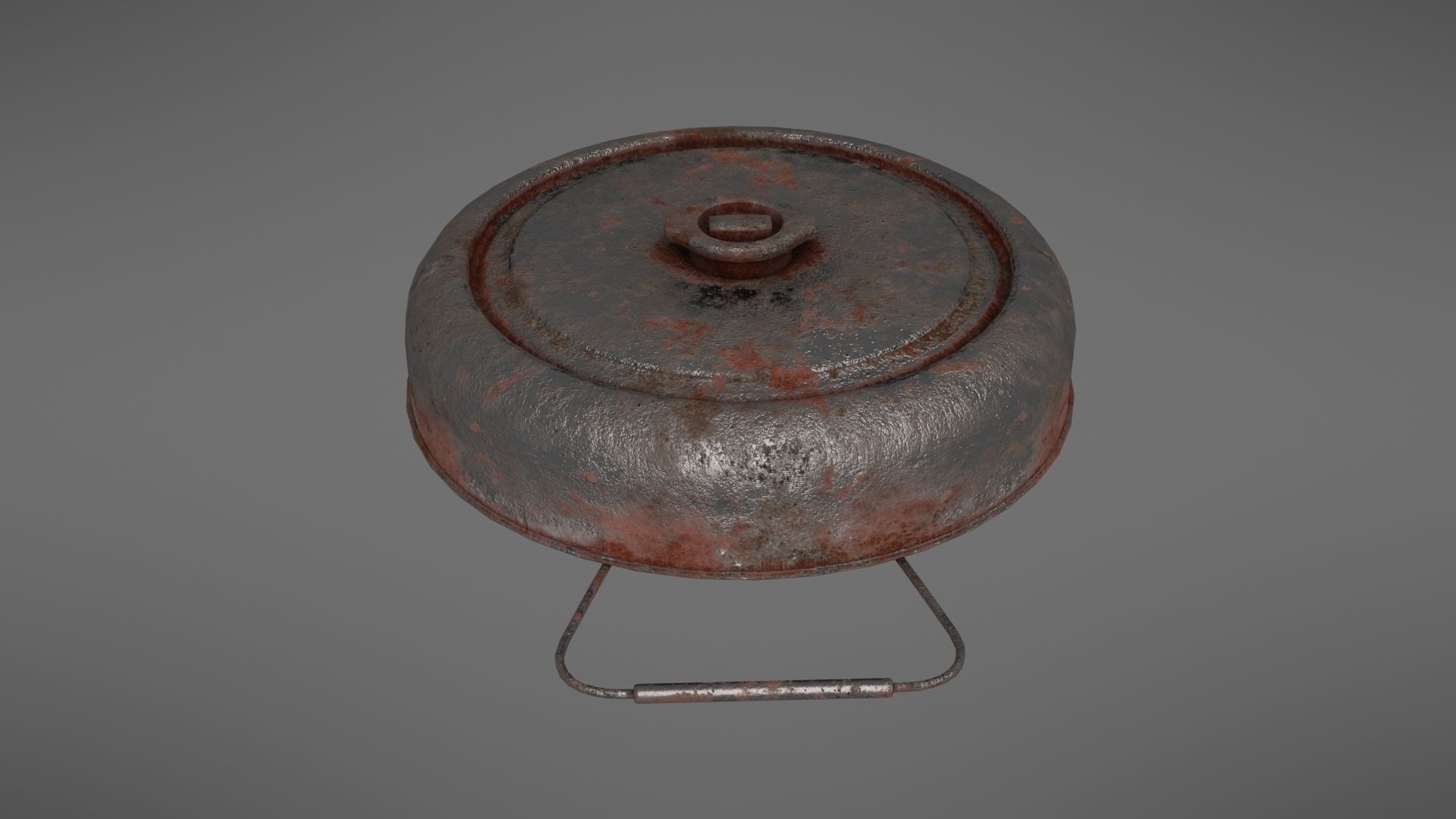 Landmine old rusty metal plate Low-poly 3D model_9