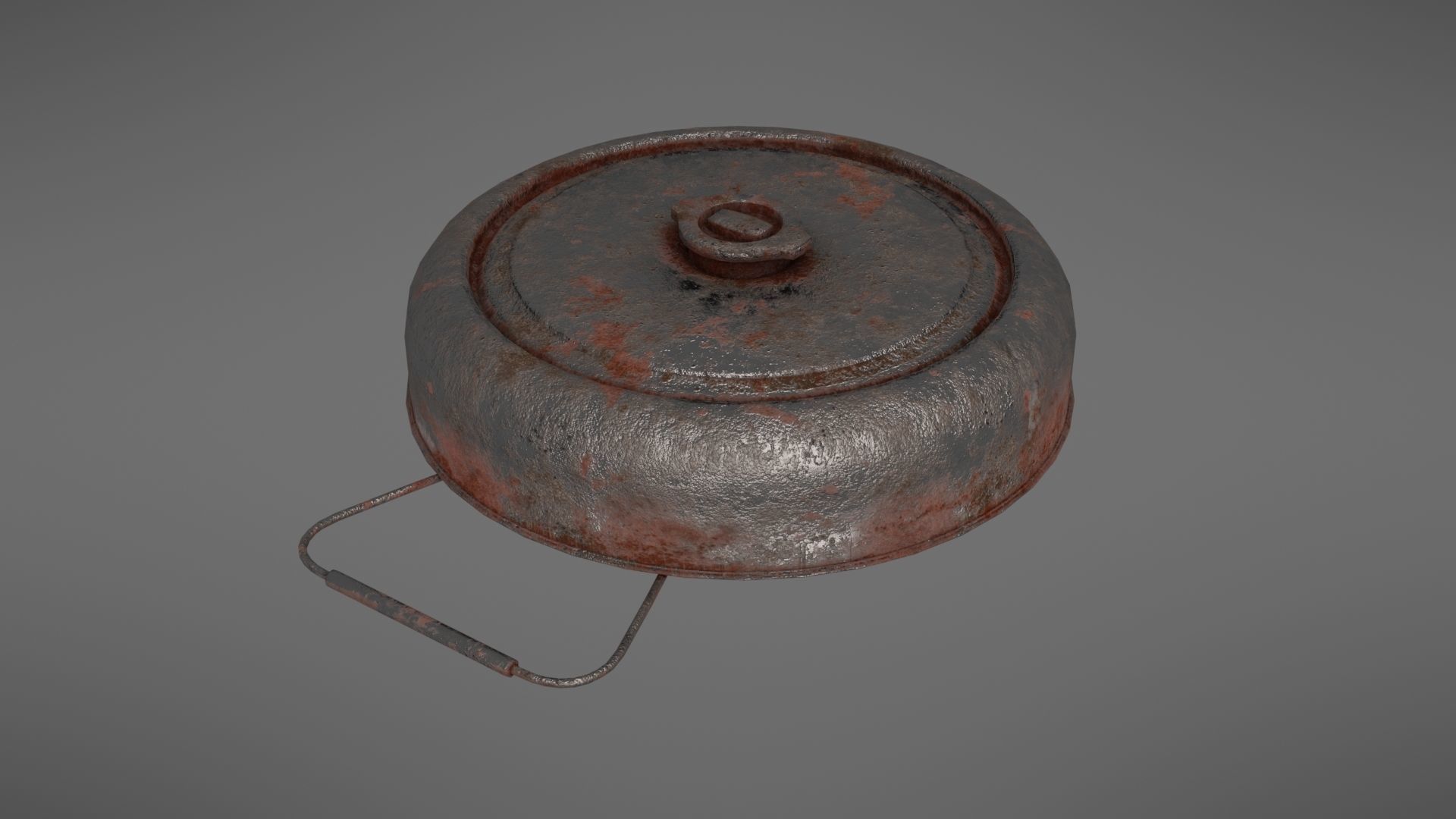 Landmine old rusty metal plate Low-poly 3D model_3