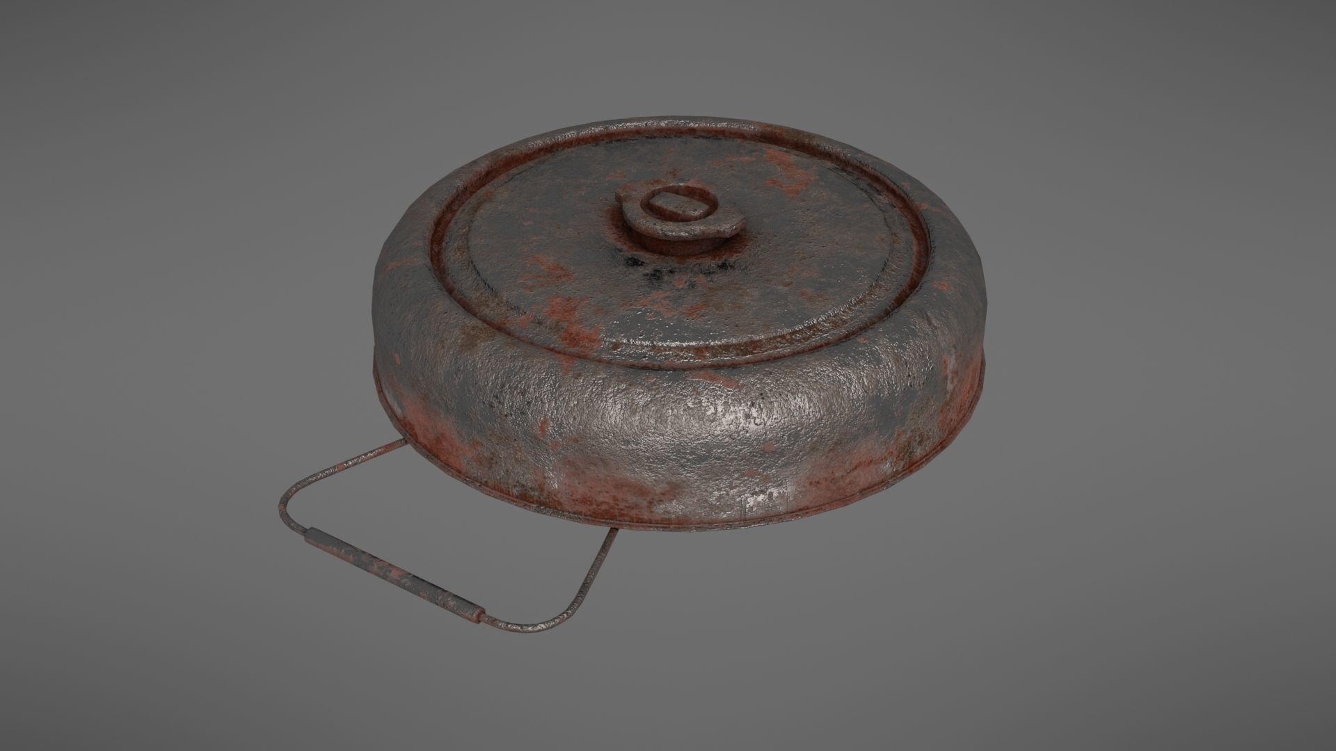 Landmine old rusty metal plate Low-poly 3D model_4