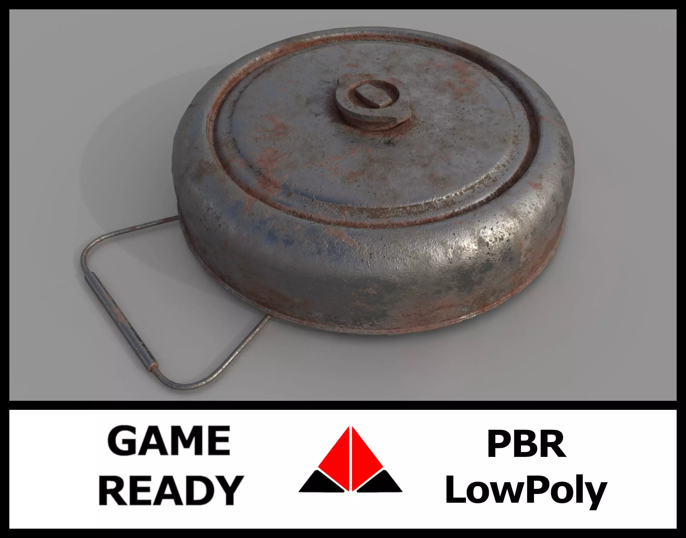 Landmine old rusty metal plate Low-poly 3D model_0