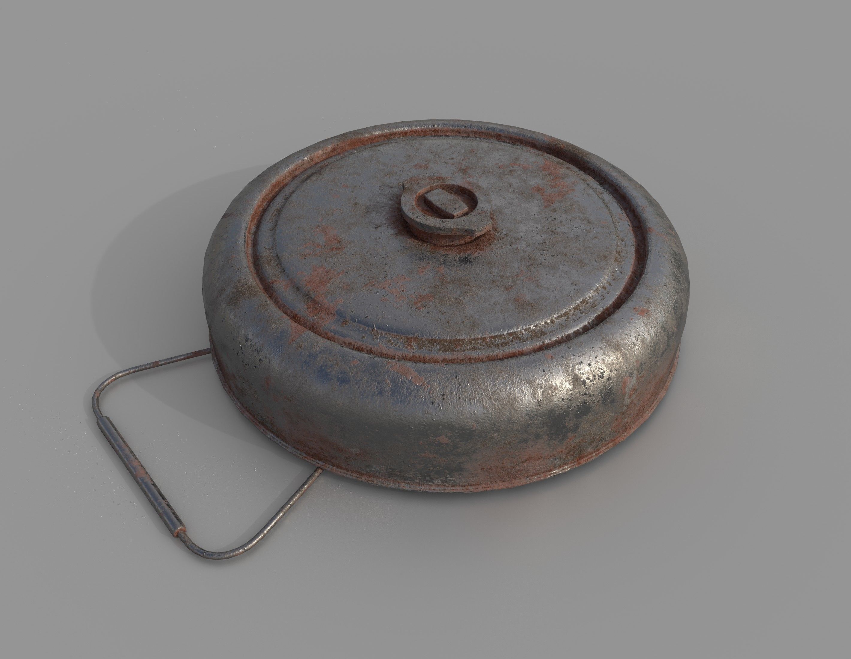 Landmine old rusty metal plate Low-poly 3D model_1