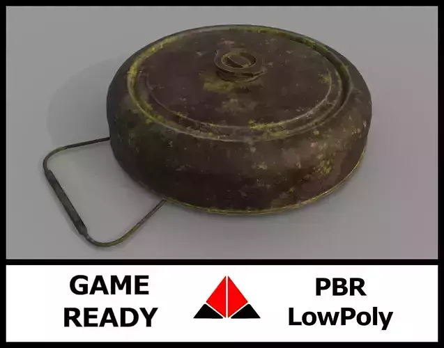 Landmine rusty metal pot with handle Low-poly 3D model