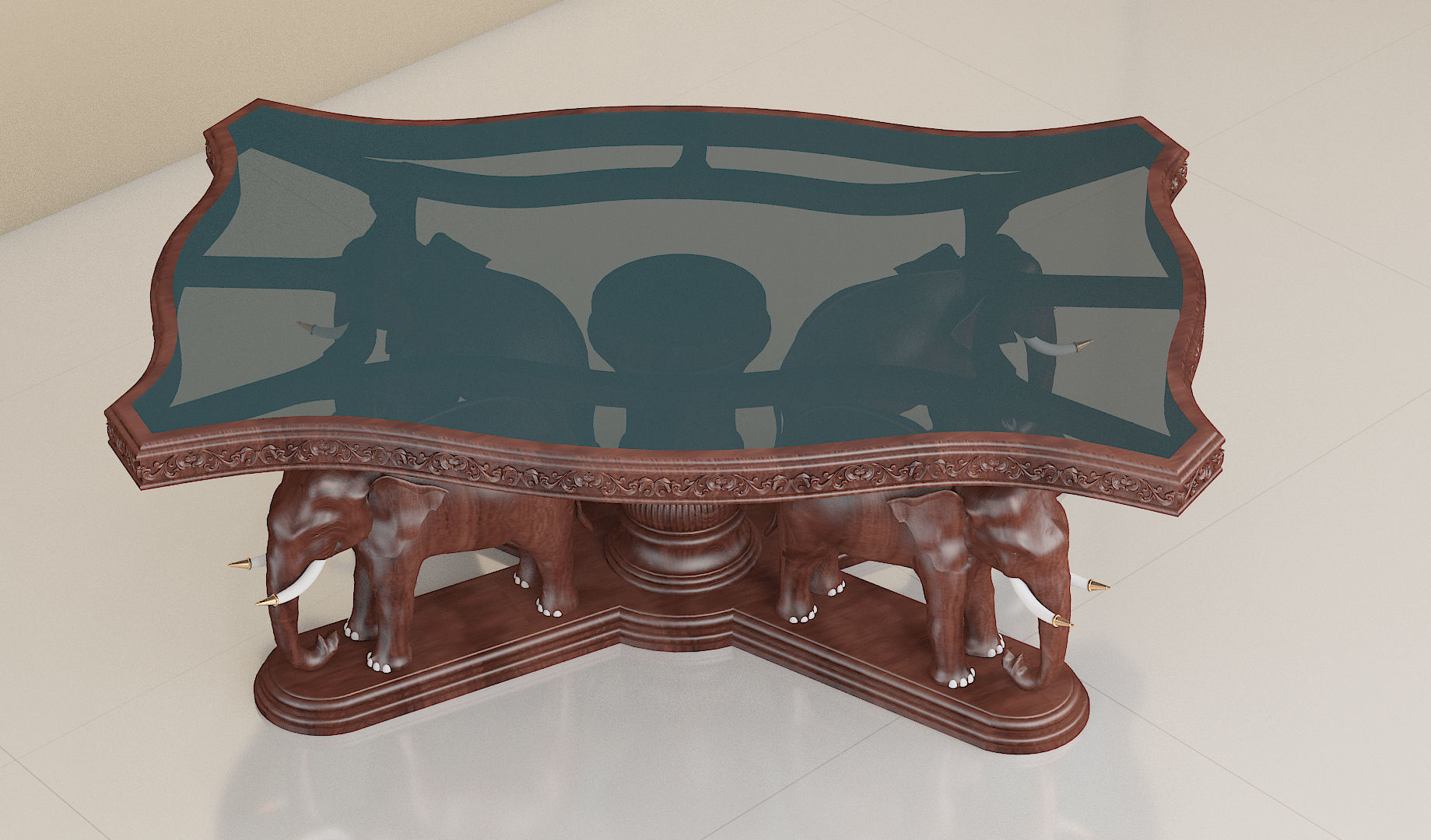 Elephant teapoy 3D model_1