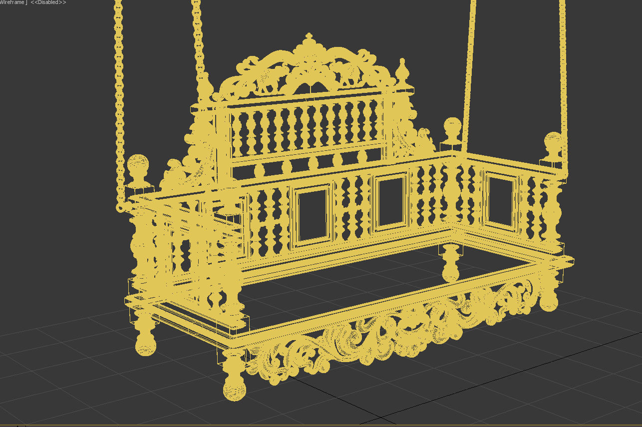 Wooden Swing 3D model_5