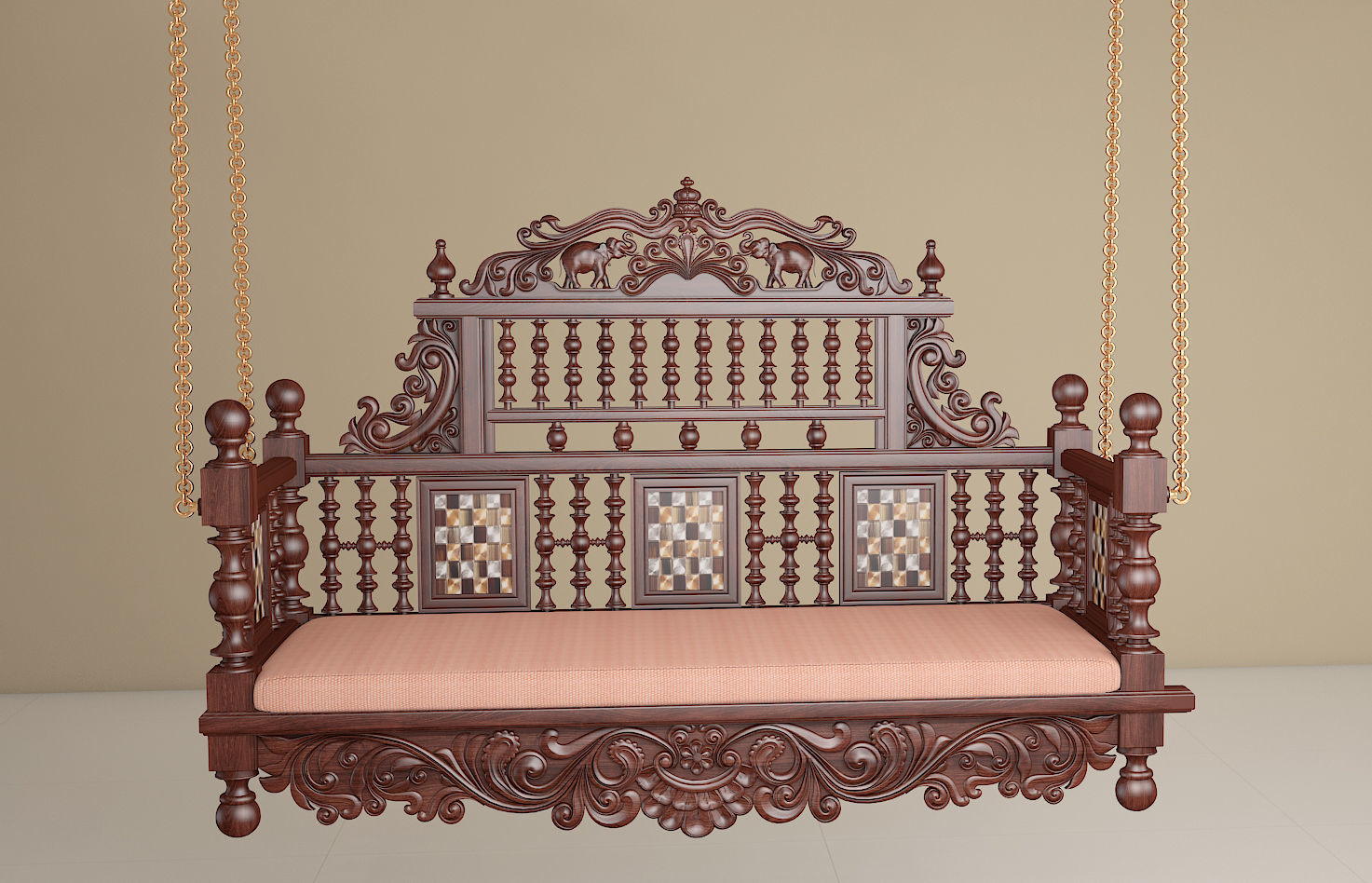 Wooden Swing 3D model_1