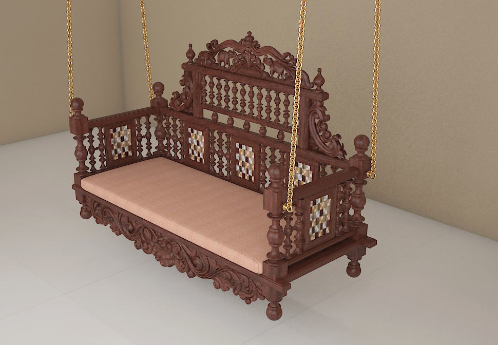 Wooden Swing 3D model_3