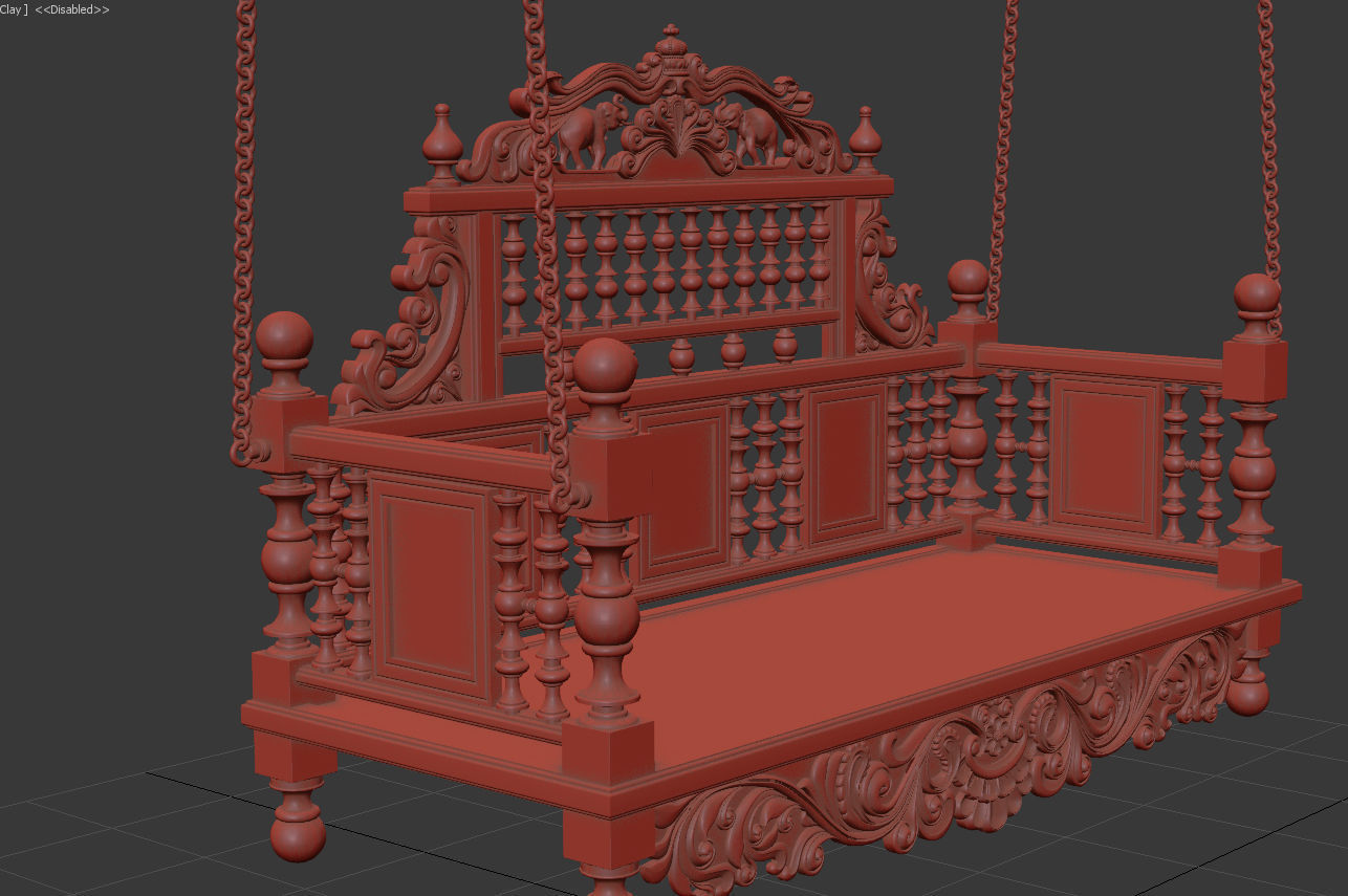 Wooden Swing 3D model_8