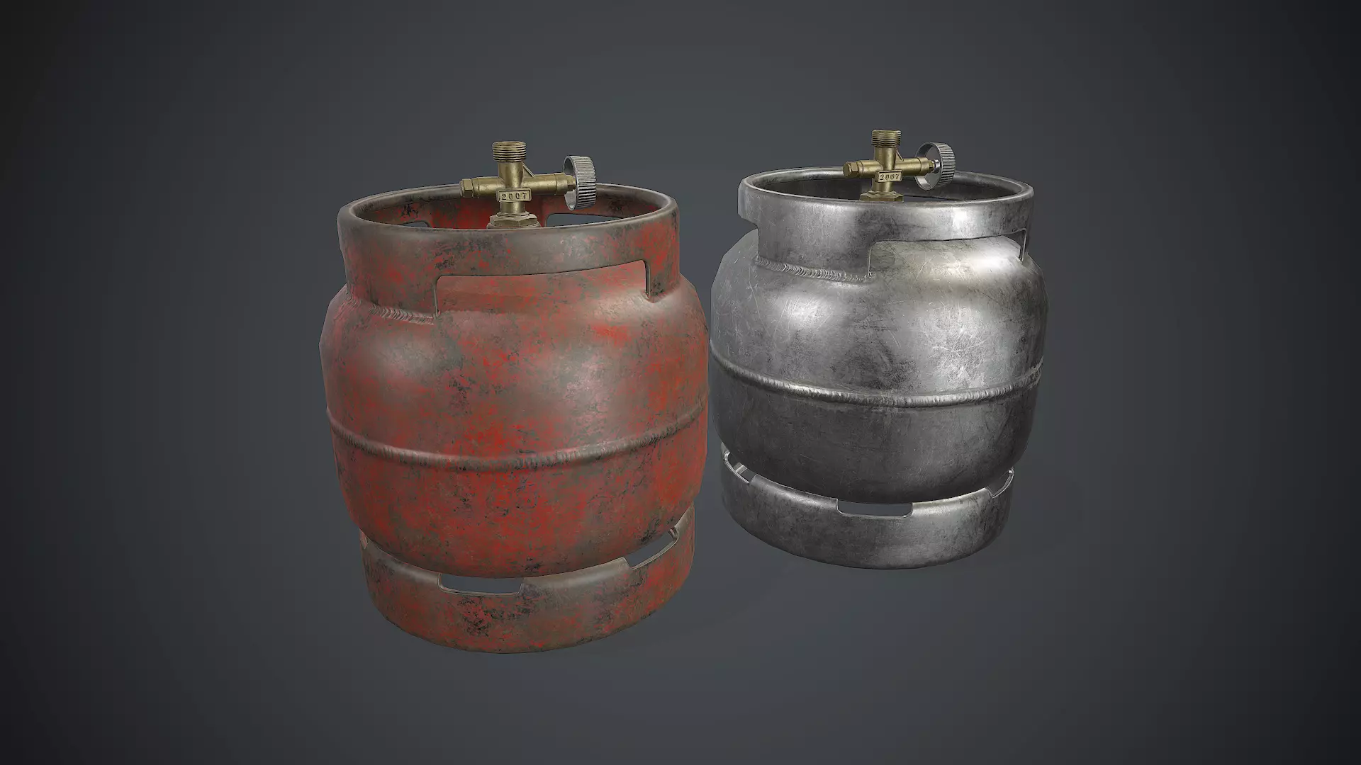 Portable LPG Gas Tank 1 PBR Game Ready Low-poly 3D model_0