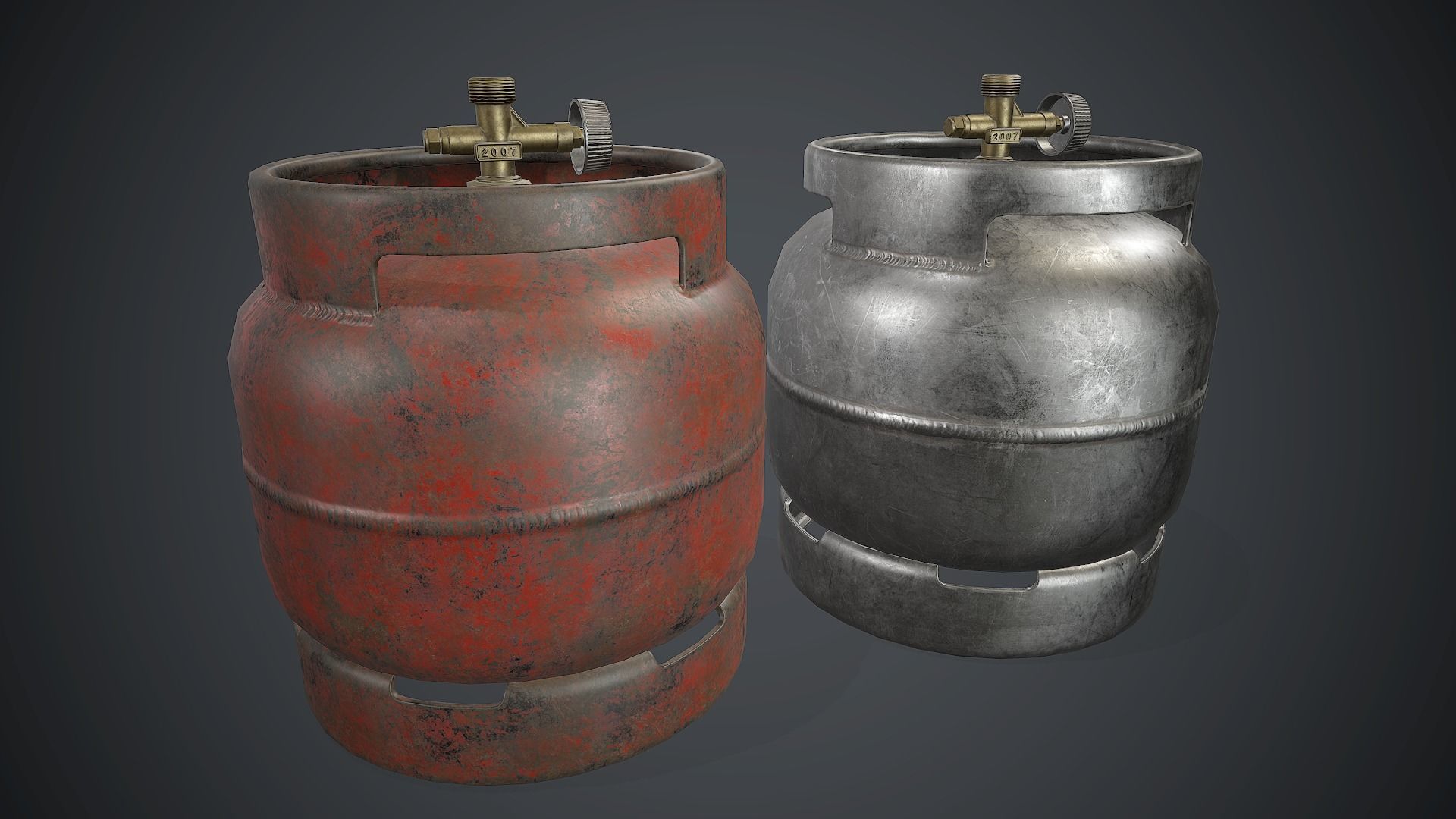 Portable LPG Gas Tank 1 PBR Game Ready Low-poly 3D model_1