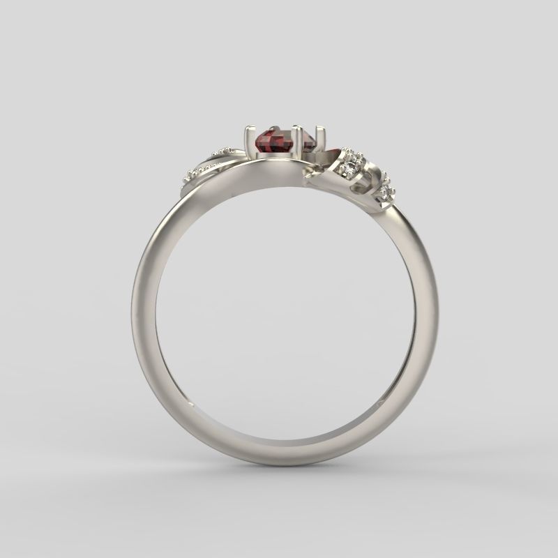 Women ring with gem and diamonds 3dm stl  3D print model_18