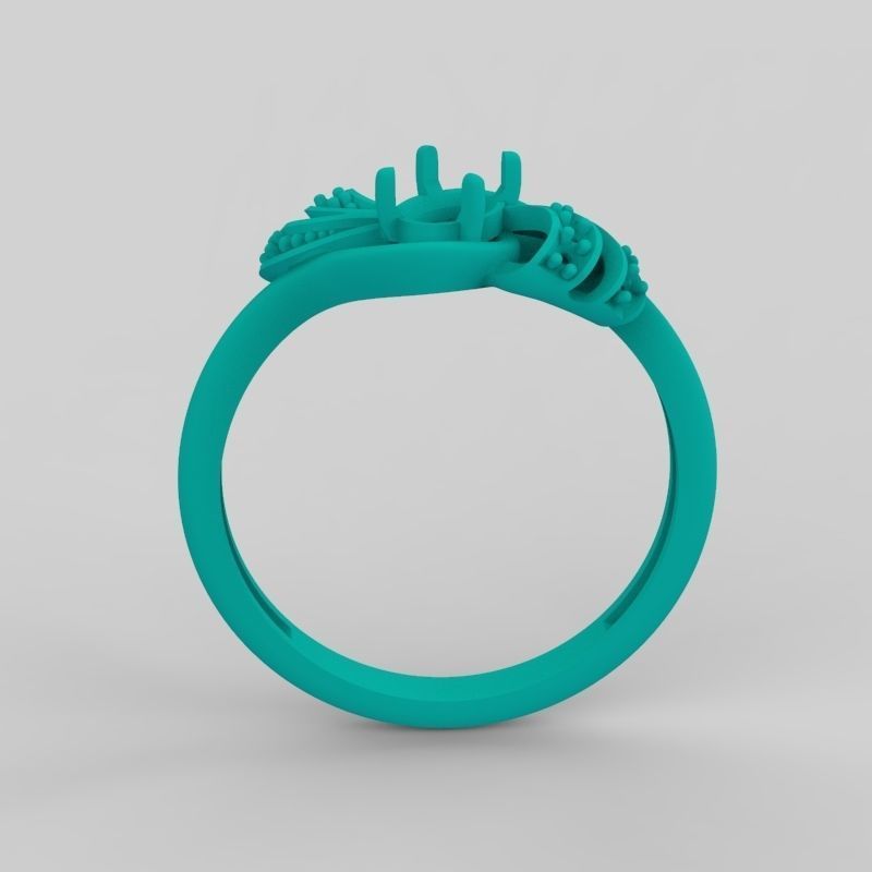 Women ring with gem and diamonds 3dm stl  3D print model_22