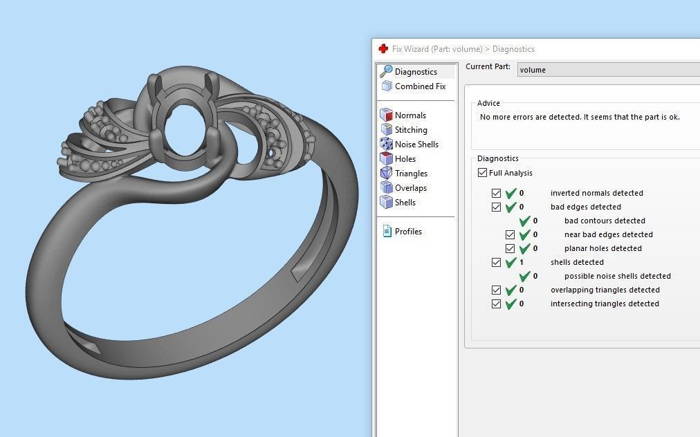 Women ring with gem and diamonds 3dm stl  3D print model_31