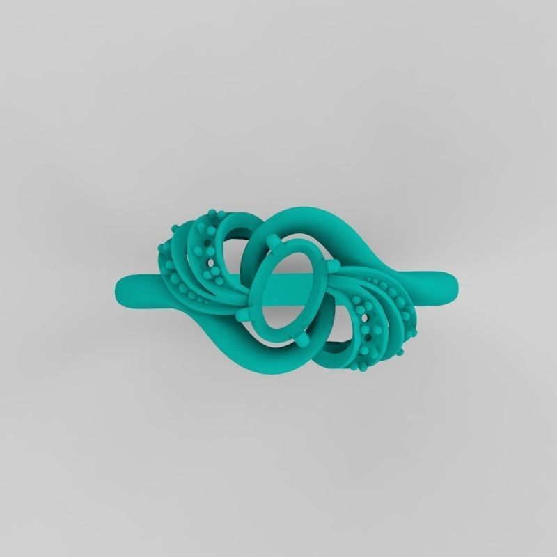 Women ring with gem and diamonds 3dm stl  3D print model_21