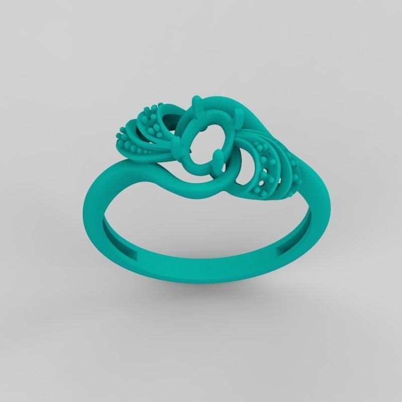 Women ring with gem and diamonds 3dm stl  3D print model_23
