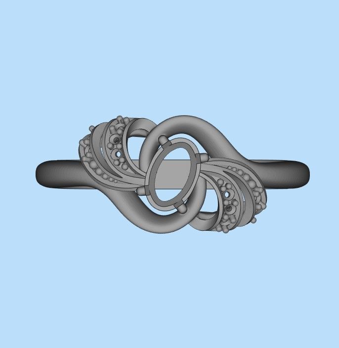 Women ring with gem and diamonds 3dm stl  3D print model_34