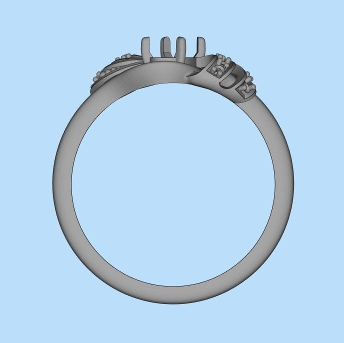 Women ring with gem and diamonds 3dm stl  3D print model_36