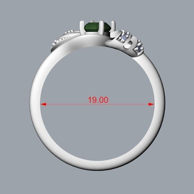 Women ring with gem and diamonds 3dm stl  3D print model_27