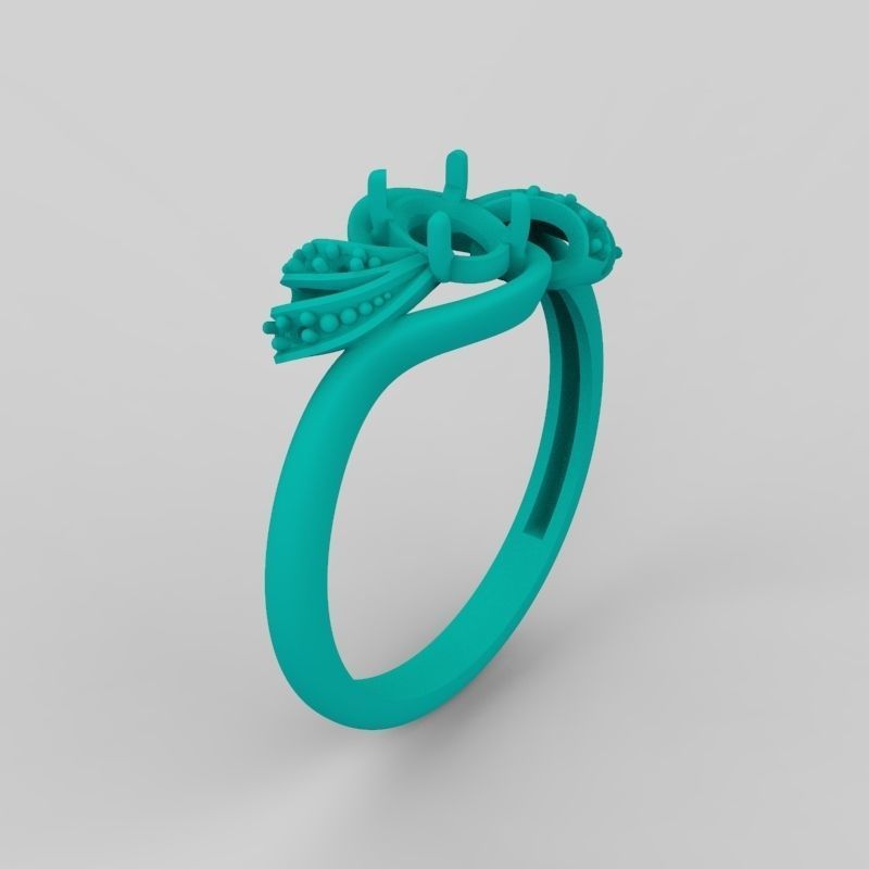 Women ring with gem and diamonds 3dm stl  3D print model_25