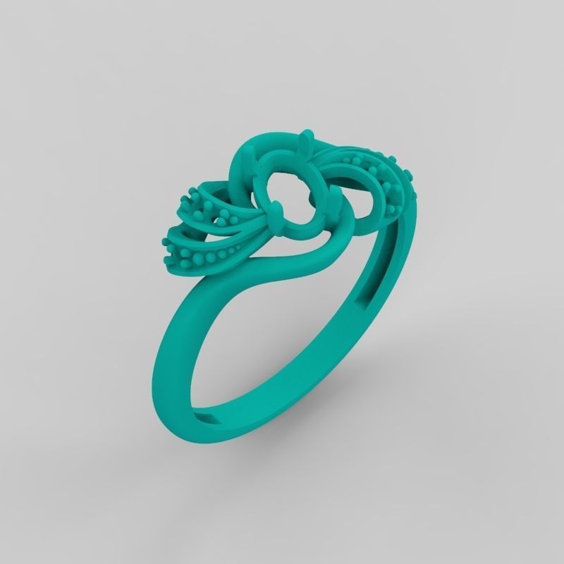 Women ring with gem and diamonds 3dm stl  3D print model_20