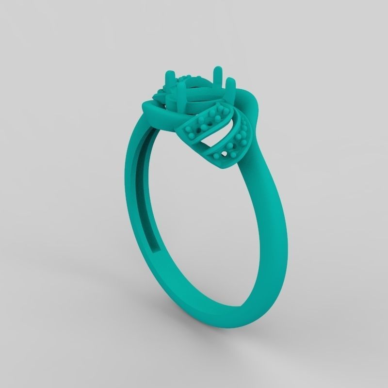 Women ring with gem and diamonds 3dm stl  3D print model_24