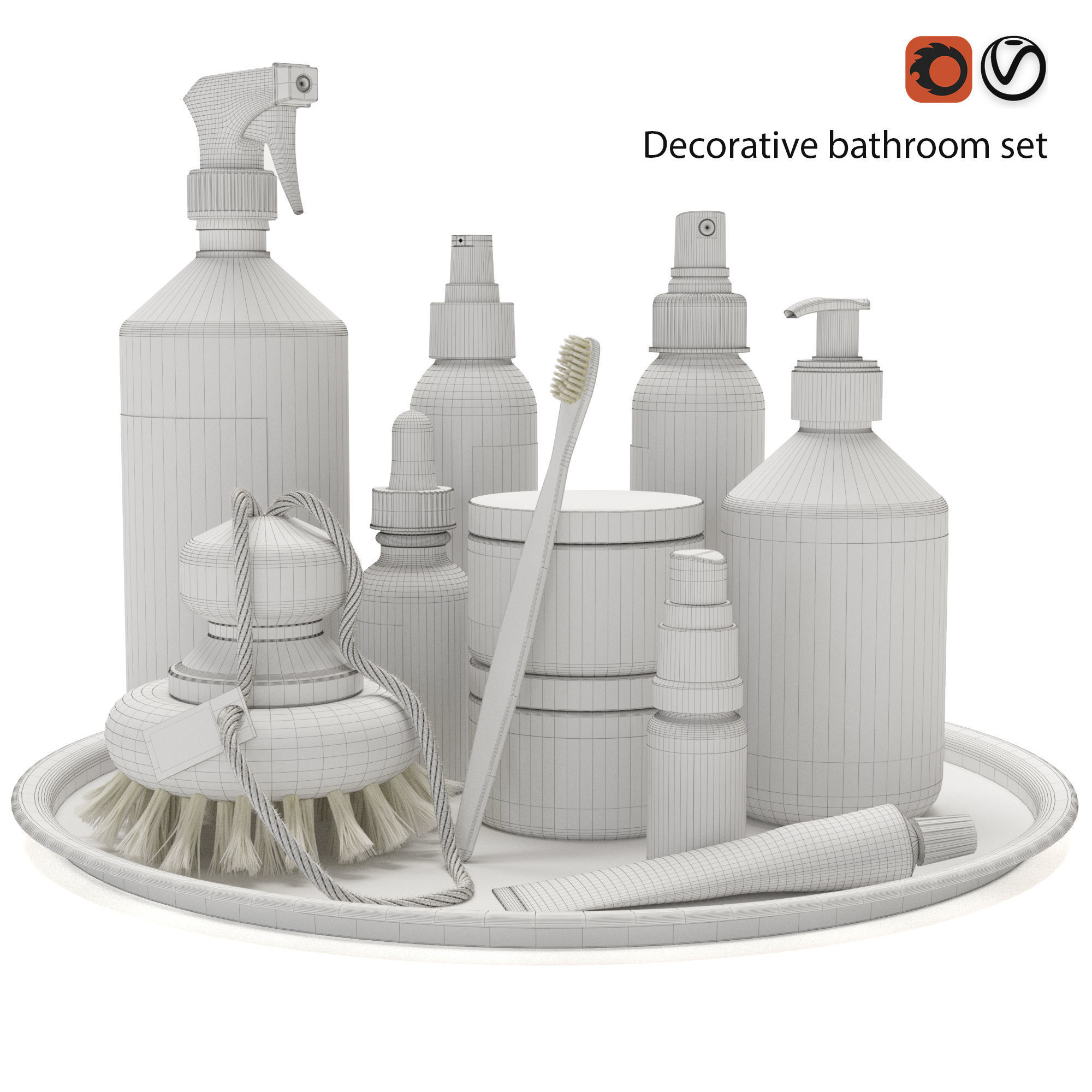 Decorative bathroom set 3D model_2