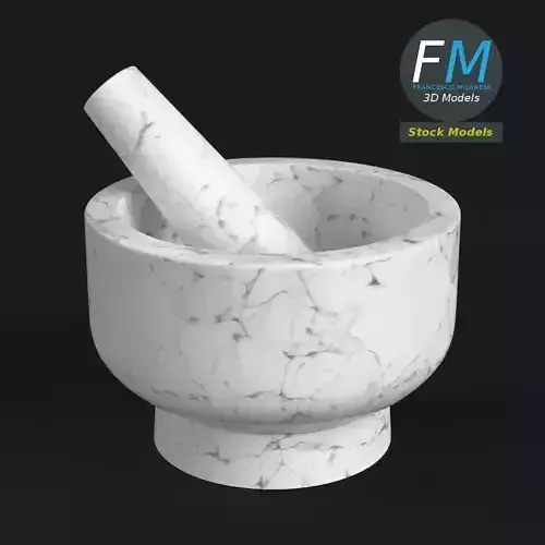 Kitchen mortar and pestle 3D model