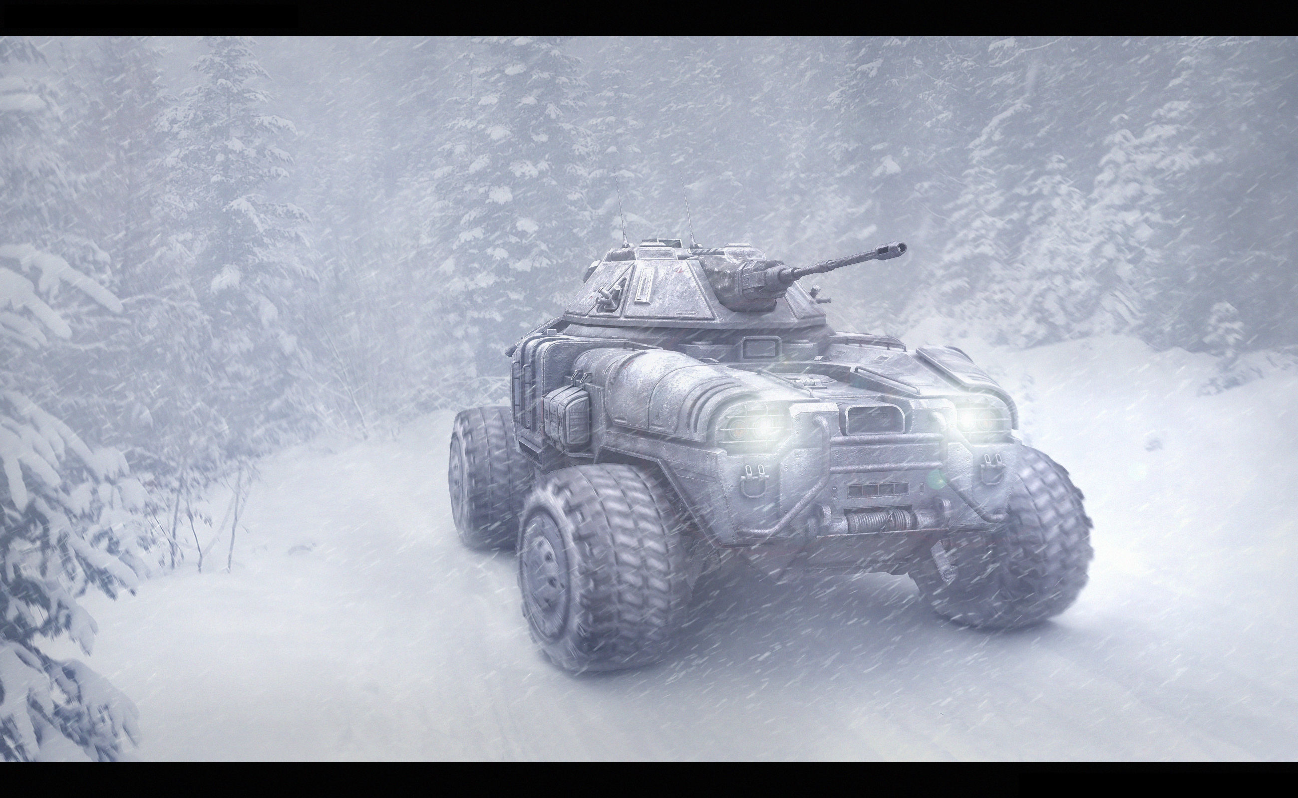 Sci Fi APC low poly snow Low-poly 3D model_6