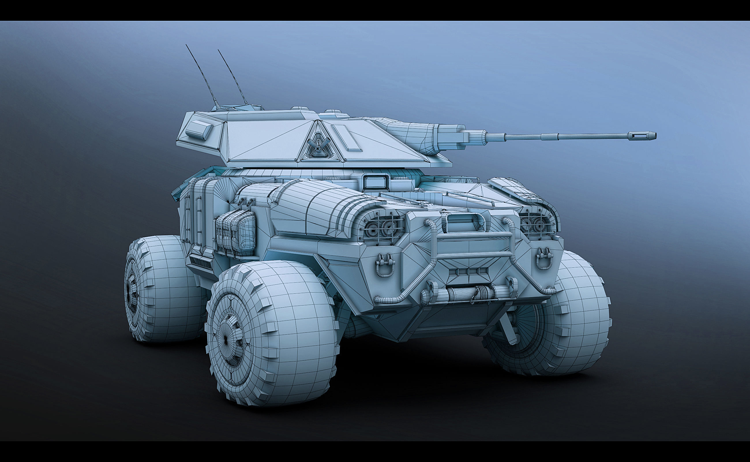 Sci Fi APC low poly snow Low-poly 3D model_7