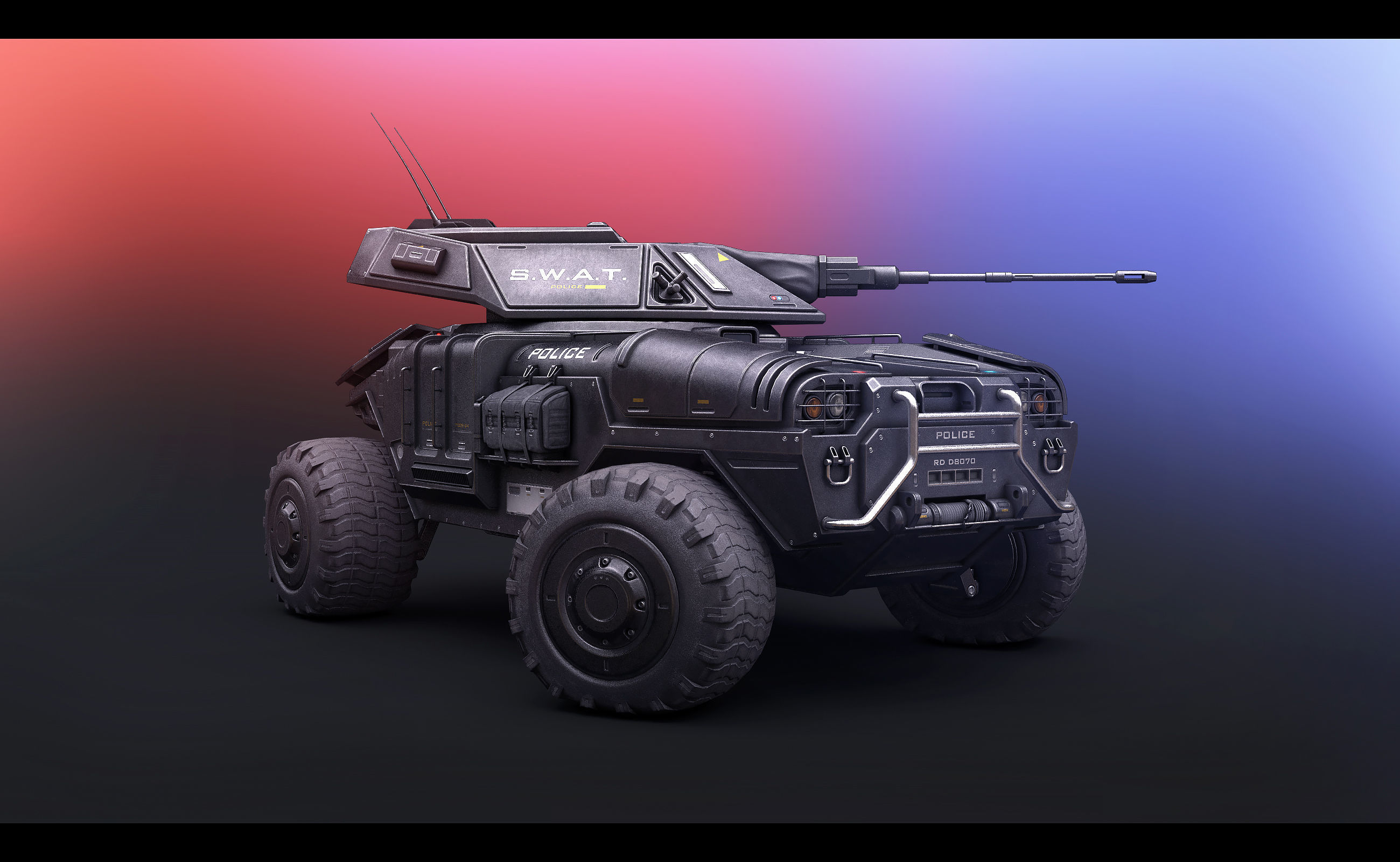 Sci Fi APC low poly police Low-poly 3D model_6